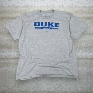 Vintage Y2K Nike Shirt Mens XL Gray Duke Center Swoosh Cotton Short Sleeve